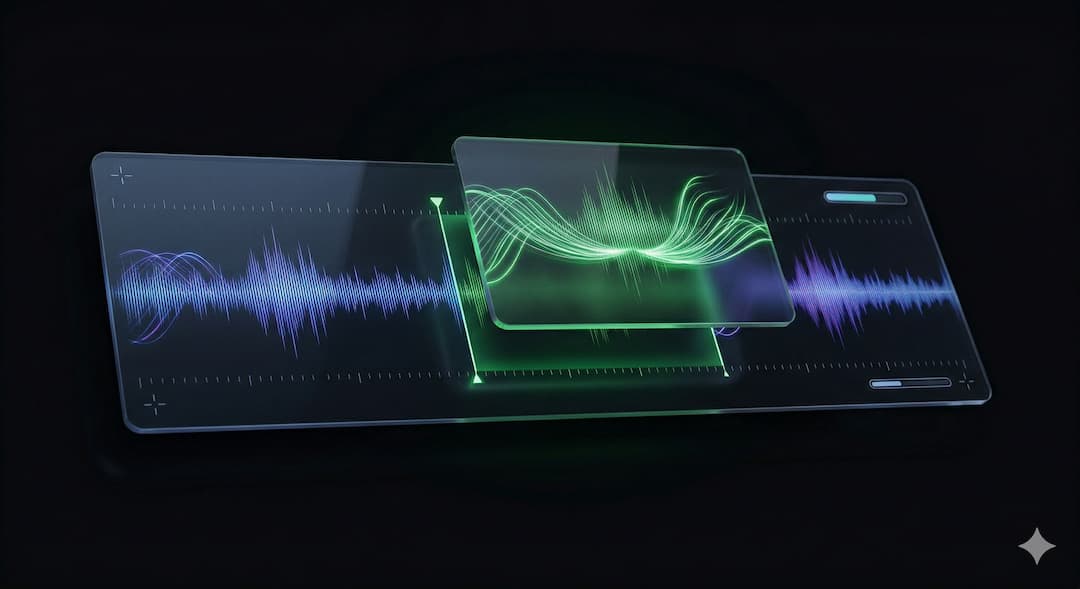 Replace section tool highlighting a segment on an audio timeline.