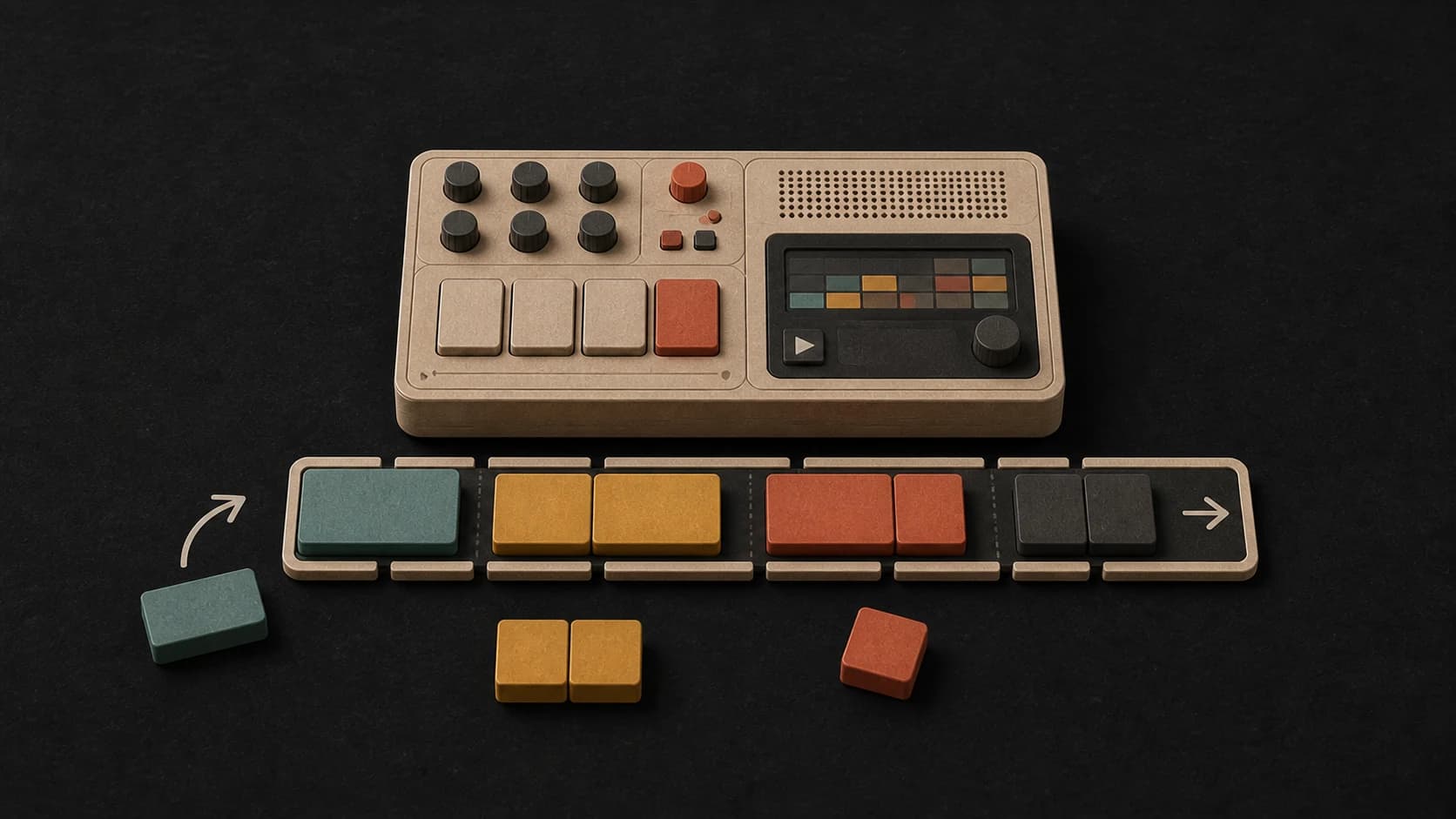 A beat timeline made from movable intro, verse, hook, and drop blocks