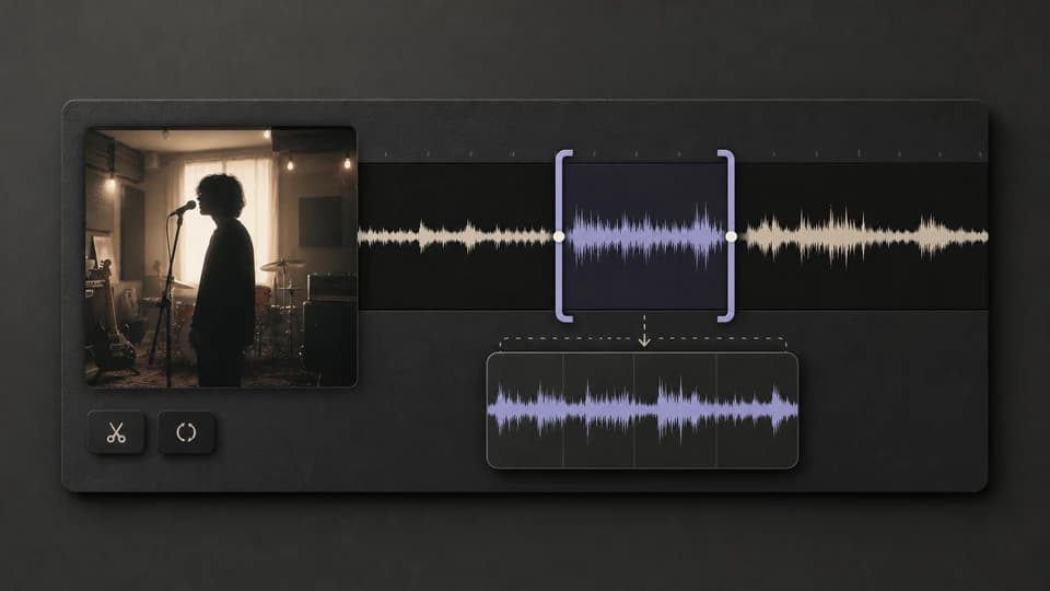 A highlighted middle section of a song being regenerated and replaced.