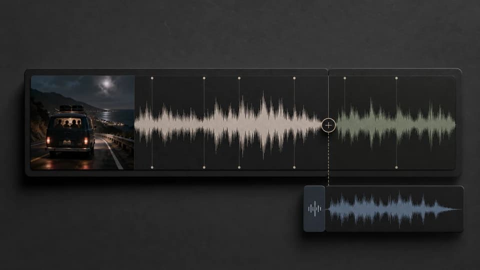 A song timeline with realistic fictional cover art extended with a new appended section.
